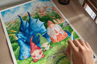 do watercolor manually or digitally illustration