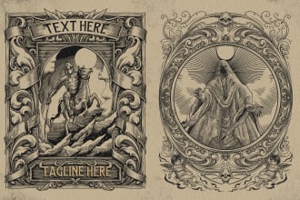 draw dark art illustration in vintage engraving style