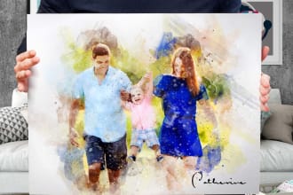 custom watercolor family portrait from photo