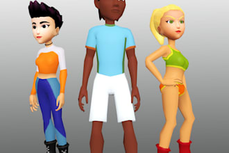 do unique 3d cartoons , rigging and animation in blender 3d