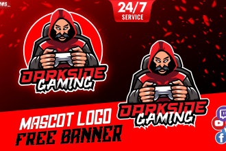do mascot, gaming, twitch and esports logo with banner