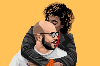 draw an amazing portrait illustration for couple, family