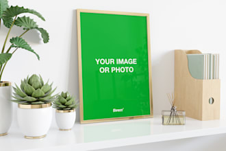 put your image, photo or logo into a frame poster mockup