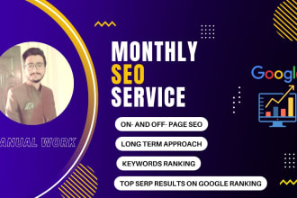 provide monthly website seo services for  google top ranking