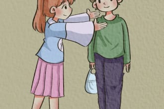 draw cute illustration personal,couple or family cartoon
