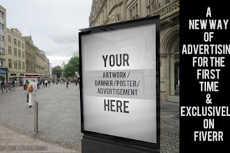 do realistic Street stand advertising mockup of any graphics