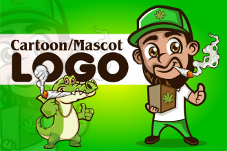 design highly attractive cannabis mascot cartoon logo design
