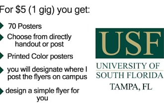 handout or post 70 flyers around the University of South Florida in Tampa