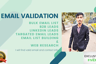 find valid email, contact from company, website, linkedin, crunchbase etc