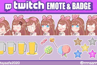 create twitch emotes , stiker and badge for you in 24 hours