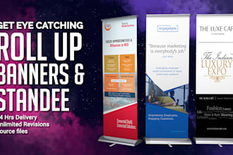 design creative backdrop, pull up roller banner and retractable banner