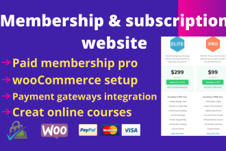 develop a wordpress membership and subscription website