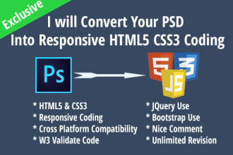 convert psd ,pdf to html with responsive bootstrap 3,4