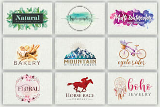 do professional feminine watercolor logo