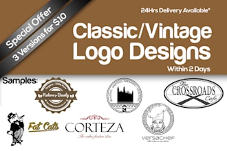create a vintage classic retro logo for your company brand