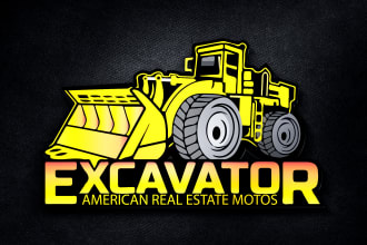 design excavation, construction, real estate company logo