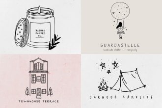 design a botanical doodle hand drawn logo