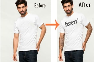 place your logo,tatoos,text on models t shirts