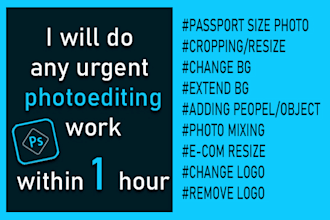 do any photo editing work with fast delivery and priority service