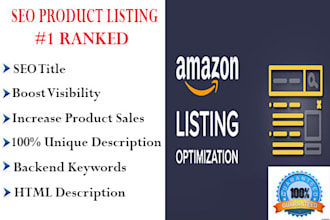 do amazon listing optimization and write SEO product description