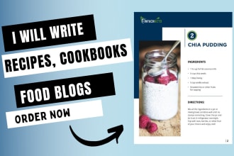 be your professional recipe and cookbook writer