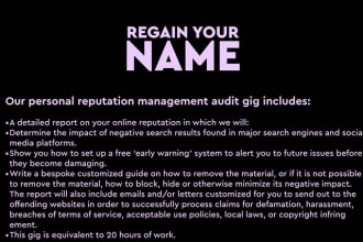 carry out a personal reputation management audit