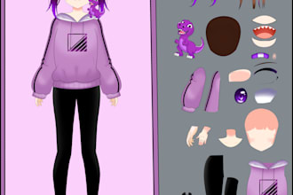 design and create anime character for live2d