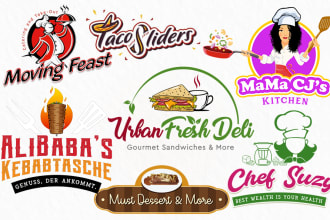 design food logo restaurant or fastfood, and vegan