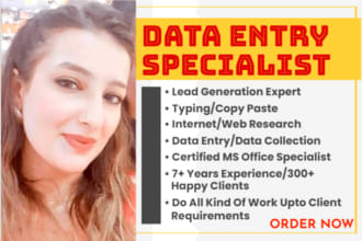 carry out flawless data entry work and web research swiftly