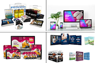 design ecover bundle, digital product mockup, course mockup in 2 hours