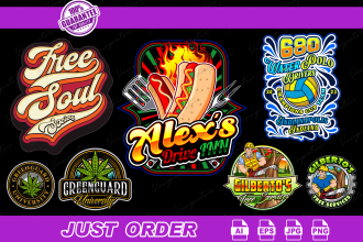 create retro modern, vintage,badge logo design