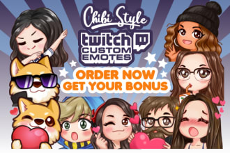 design awesome custom kick and twitch emotes in chibi style