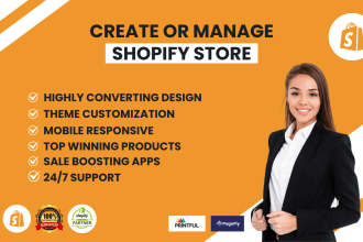 edit, manage and create shopify store, shopify website