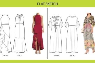 create professional flat sketch for your garments