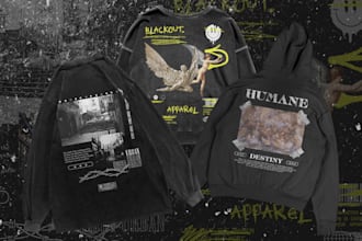 do eye catching, edgy, brutalism and urbanstyle streetwear