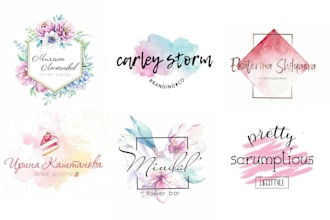 create elegant and beautiful watercolor feminine logo design