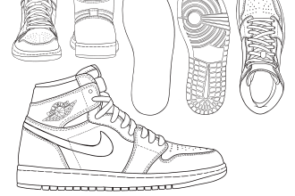 make custom vector lineart shoes template design