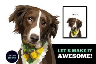 draw your lovely dogs or pets into cartoon portrait