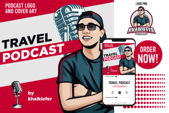 design podcast logo and cover with your cartoon