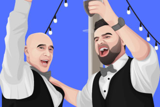 draw couple vector portrait from your photo in 24 hours