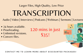 do audio video  transcription for large audio or video files
