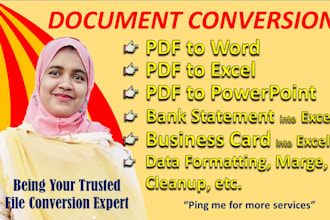 convert pdf to word, pdf to excel, google docx, powerpoint, typing service