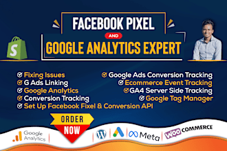 setup google analytics4 and facebook pixel ecommerce conversion API tracking