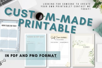 design custom printable planners, journals, trackers, posters