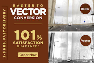 do vector tracing, raster to vector conversion in 2 to 8 hrs
