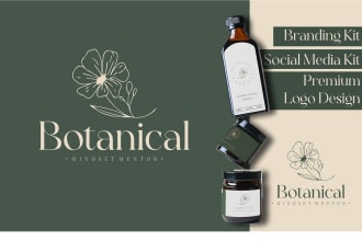 do minimal botanical boho hand drawn logo with branding kit