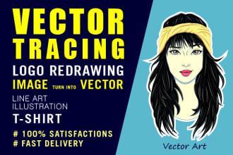 do vector tracing, image to vector, logo redraw or line art