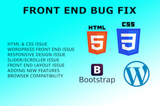 fix HTML, CSS, responsive, front end, wordpress bug fix