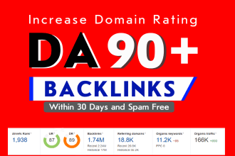 build 100 high authority backlinks DR 50 to 90 boost ranking
