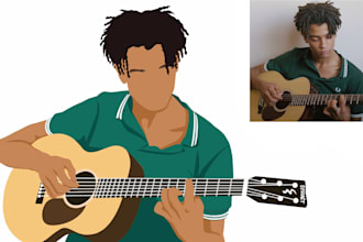 create flat minimalist vector portrait for your family or team